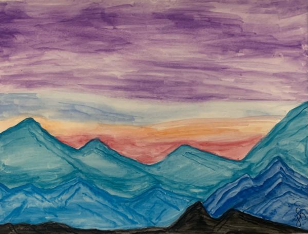 Grace's Art Co. Mountain landscape water color